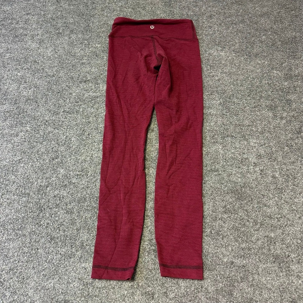 Lululemon Leggings Womens Size 2 Maroon Textured High Rise Athletic Yoga Pants